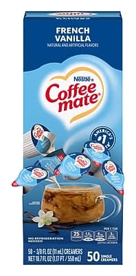 Coffee mate Singles French Vanilla Liquid Creamer, 0.38 oz., 50/Box (NES35170)