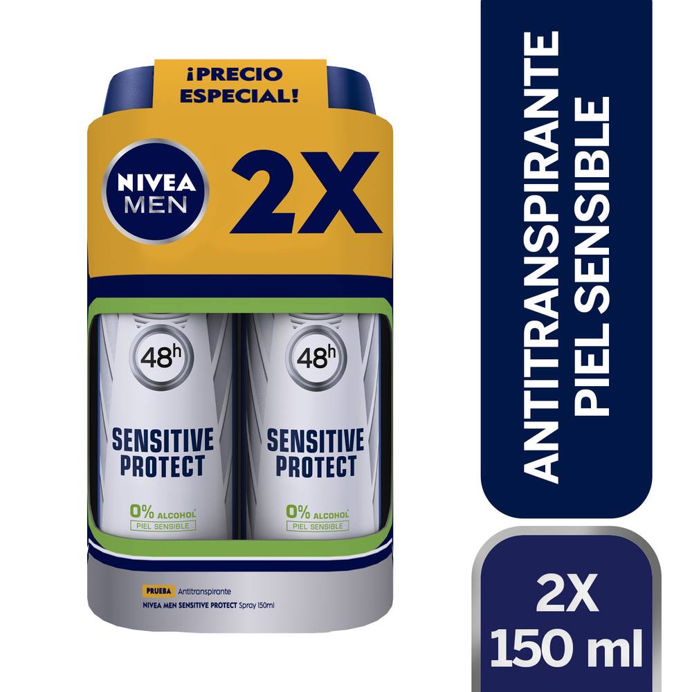 Nivea men desodorante hombre spray sensitive protect (2 u x 150 ml c/u)