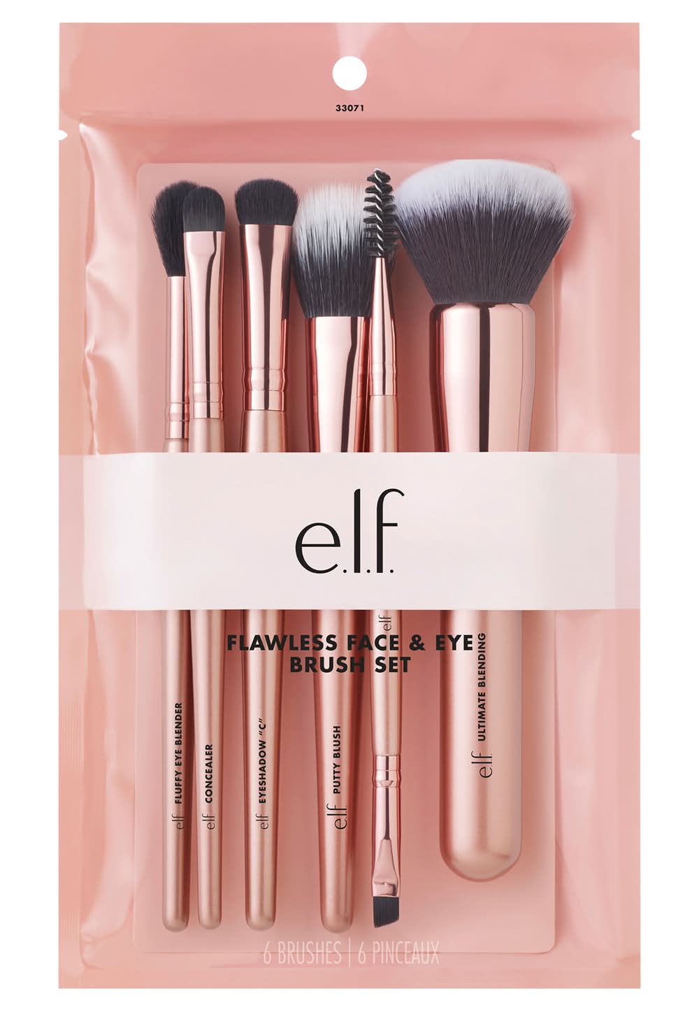 e.l.f. Flawless Face & Eye Brush Set, Black (6 ct)