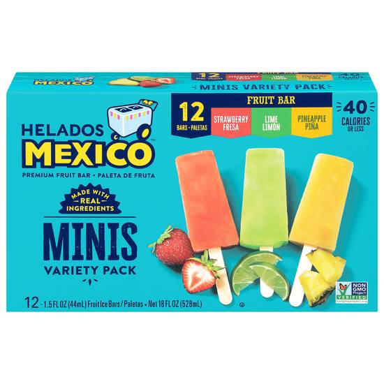 Helados Mexico Minis Variety pack Frozen Fruit Bars (12 ct)