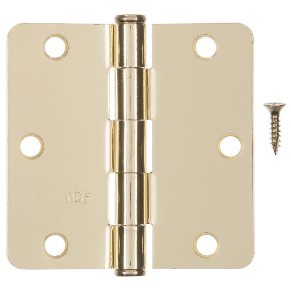 Ace 3-1/2 In. L Bright Brass Residential Door Hinge 3 Pk