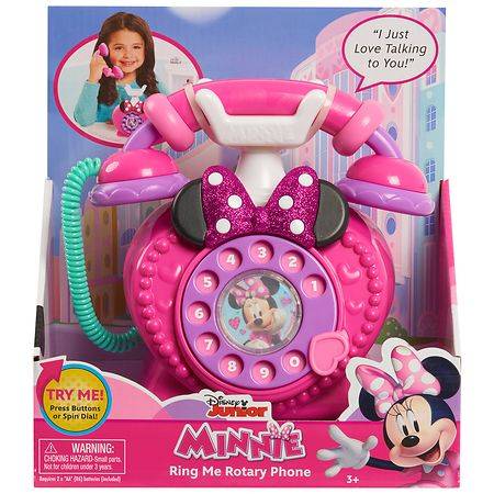 JUST PLAY Disney Junior Minnie Mouse Ring Me Rotary Phone, Multi-Color