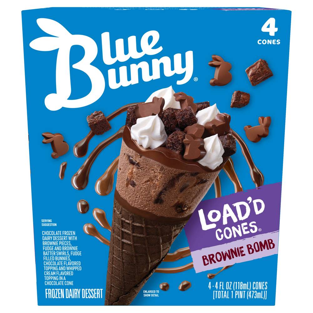 Blue Bunny Brownie Bomb Load'd Cones (16 fl oz)