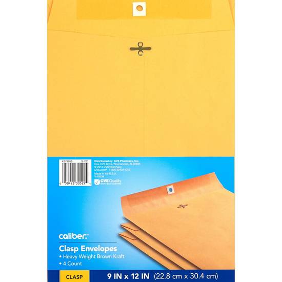 Caliber Clasp Envelopes 9x12, 4 ct