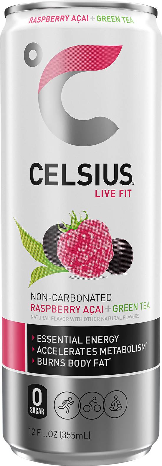 Celsius Live Fit Acai Non-Carbonated Tea (12fl oz)(raspberry -green)