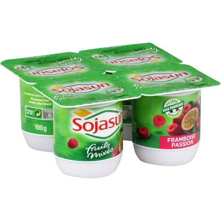 Dessert végétal soja framboise passion SOJASUN - les 4 pots de 100 g