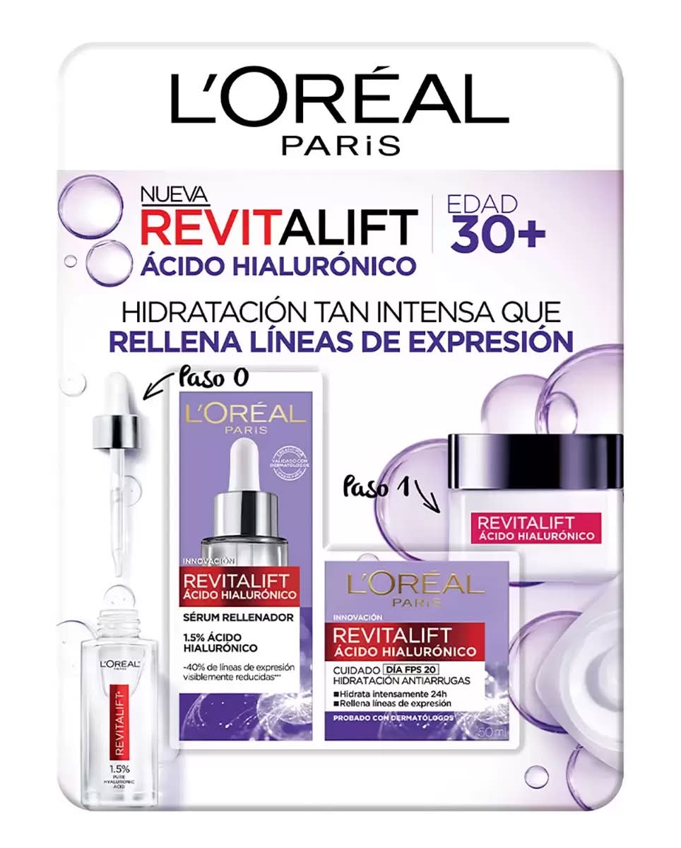 L'Oréal · Revitalift ácido hialurónico serum y crema hidratante (2 un)
