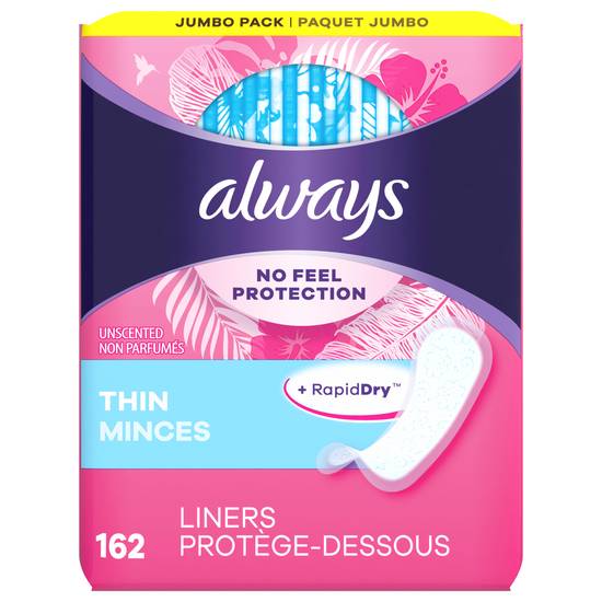 Always Jumbo pack Thin Mince Liners (162 ct)