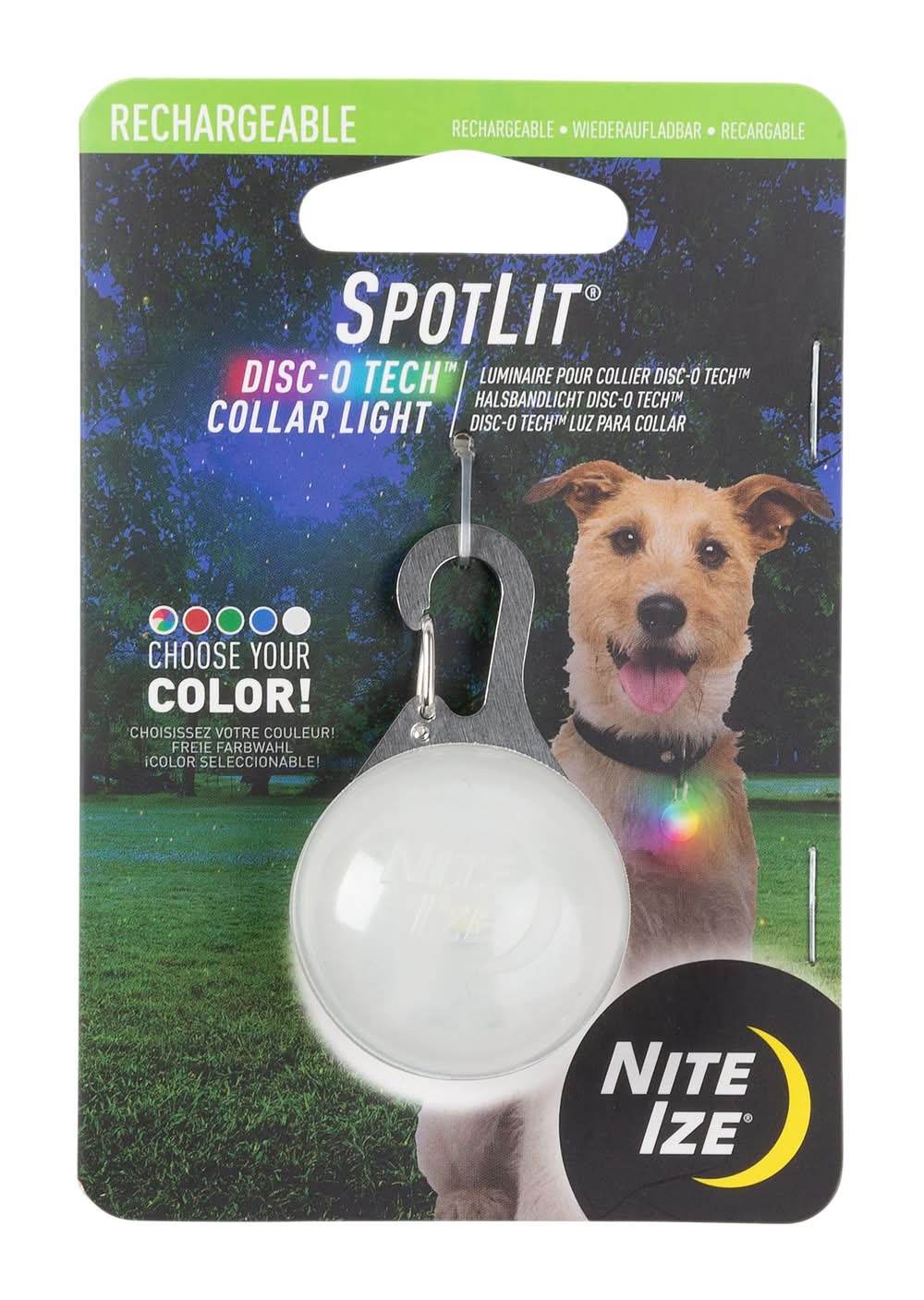 Nite Ize® Spotlit® Rechargeable Collar Light with Disc-O Tech™ (Color: Multi Color)