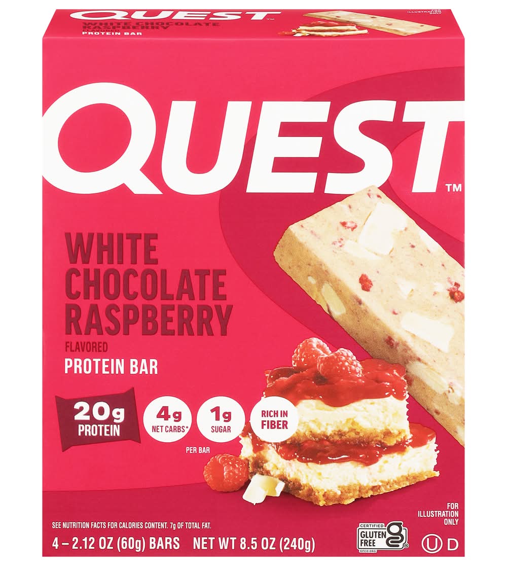 Quest Protein Bar, White Chocolate Raspberry (4 x 2.12 oz)