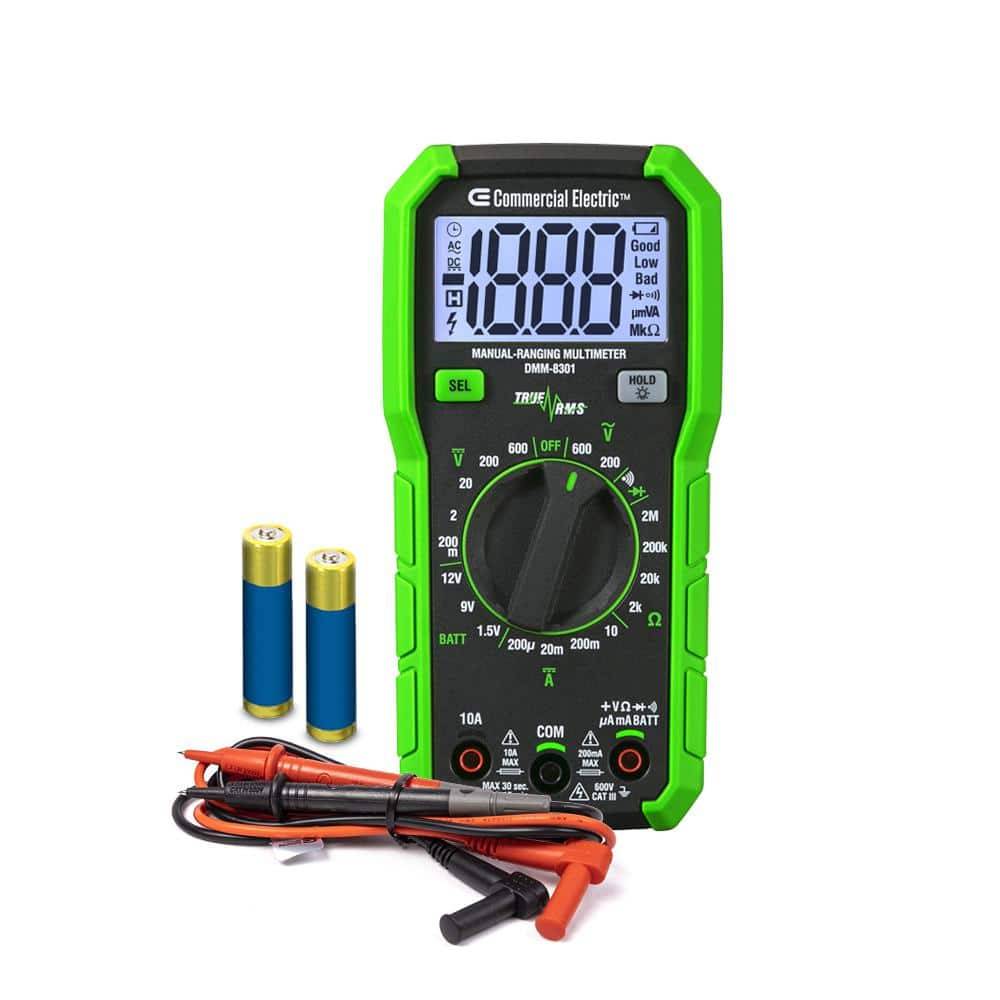 Commercial Electric 600-Volt True Rms Manual-Ranging Digital Multimeter