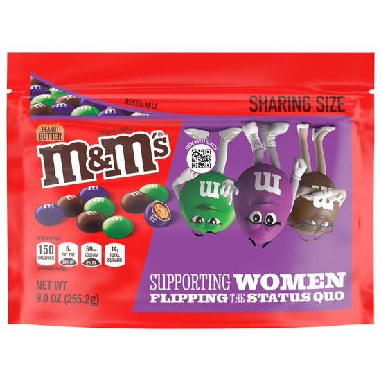 M&M's Limited Edition Peanut Butter Milk Chocolate Candy Featuring Purple Candy, Sharing Size, 9 oz
