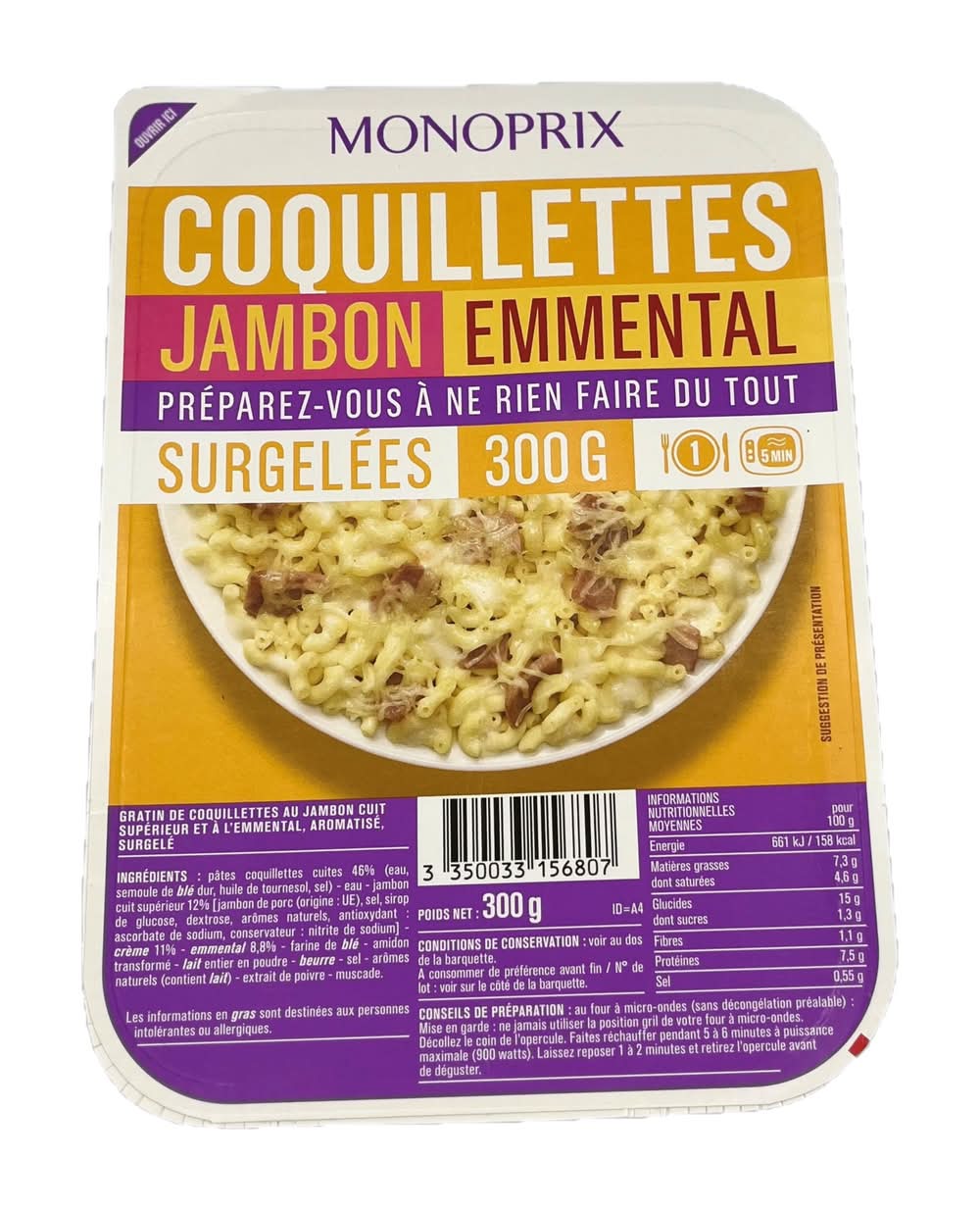 Monoprix - Coquillettes au jambon et à l'emmental (300g)