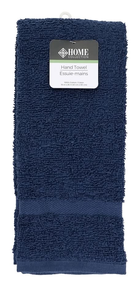 Home Collection Cotton Hand Towels, 16x26 in, Navy Blue