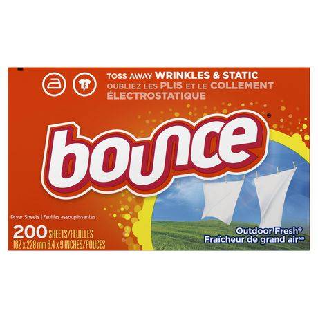 Bounce Outdoor Fresh Fabric Softener Dryer Sheets, 6.4x9 in (200 ct)