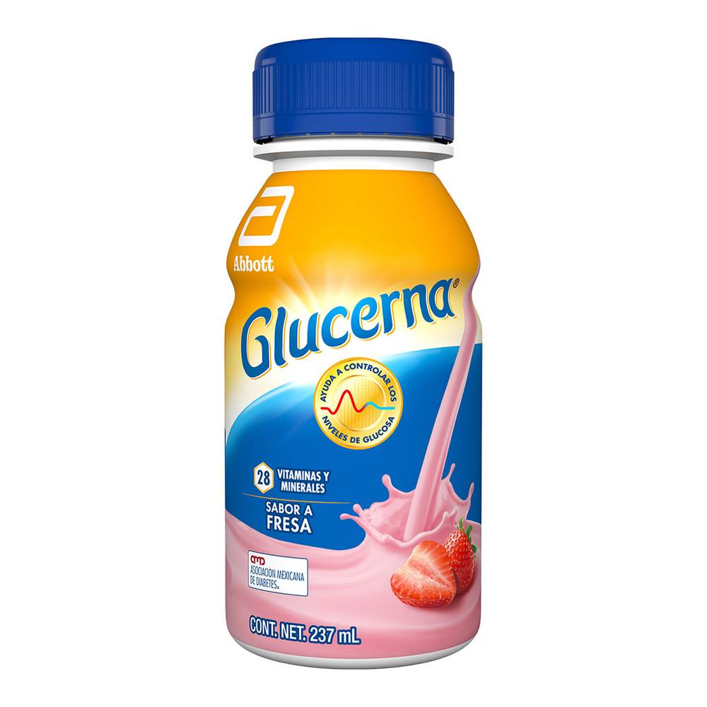 Glucerna suplemento alimenticio líquido sabor fresa (botella 237 ml)