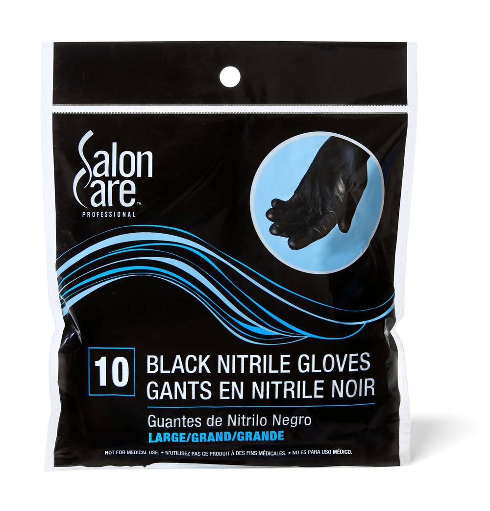 Salon Care Nitrile Gloves, Large, Black (10 ct)