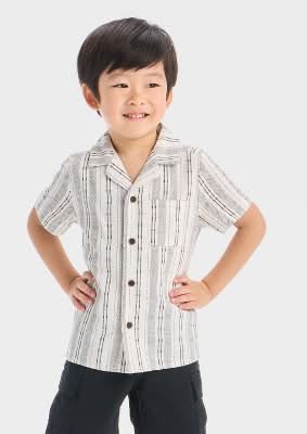 Toddler Boys' Striped Woven Shirt - Cat & Jack™ Black/White 12M