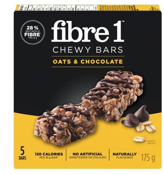 Fibre 1 Snacks Oats & Chocolate Chewy Bars (175 g)