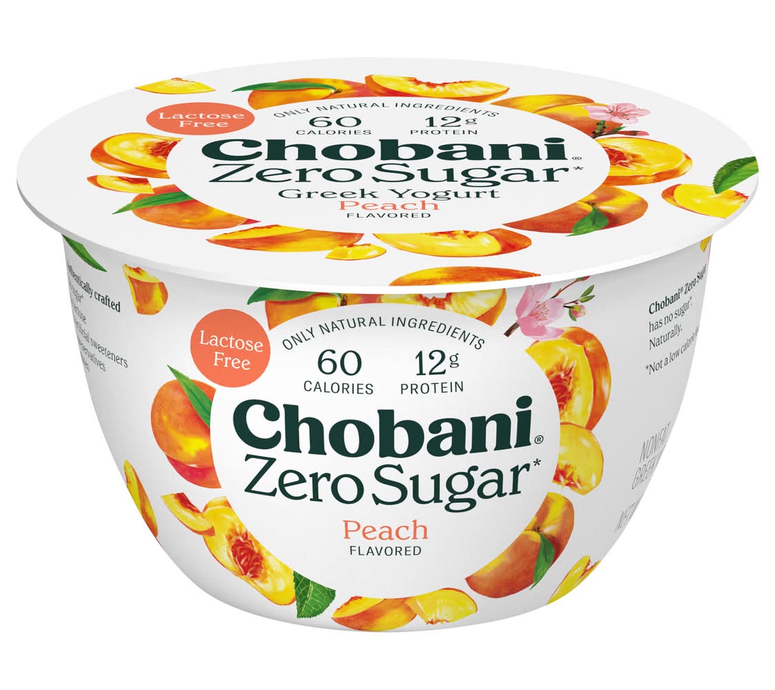 Chobani Zero Sugar Greek Yogurt, Peach (5.3 oz)