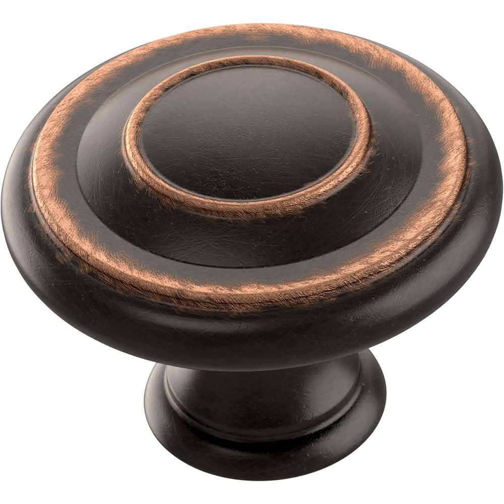 allen + roth Oliver 1-3/8-in Bronze With Copper Highlights Round Traditional Cabinet Knob