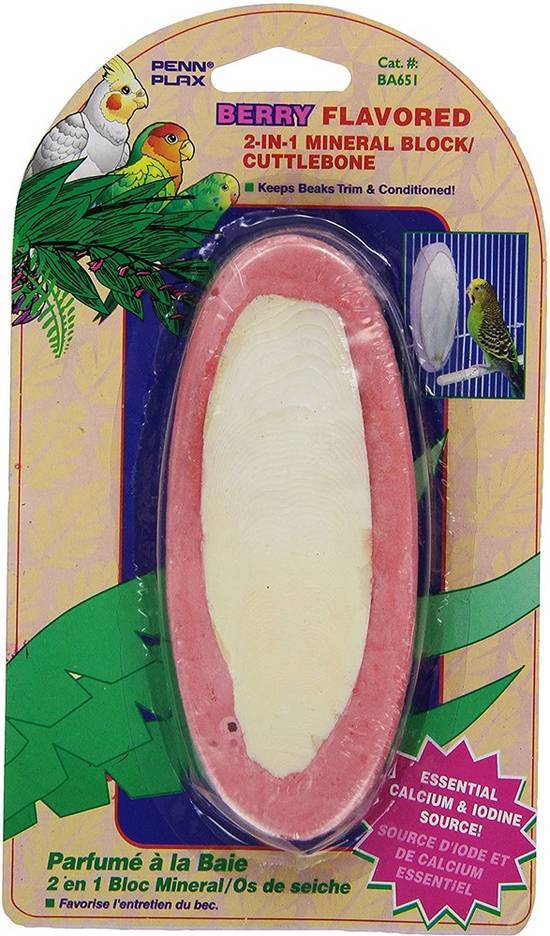 Pennplax Penn Plax 2-in-1 Mineral Block and Cuttlebone, Berry Flavored, 5-inch