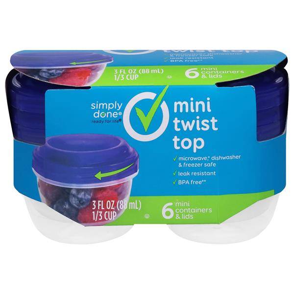 Simply Done Mini Twist Top 3 fl oz - 1/3Cup Containers & Lids