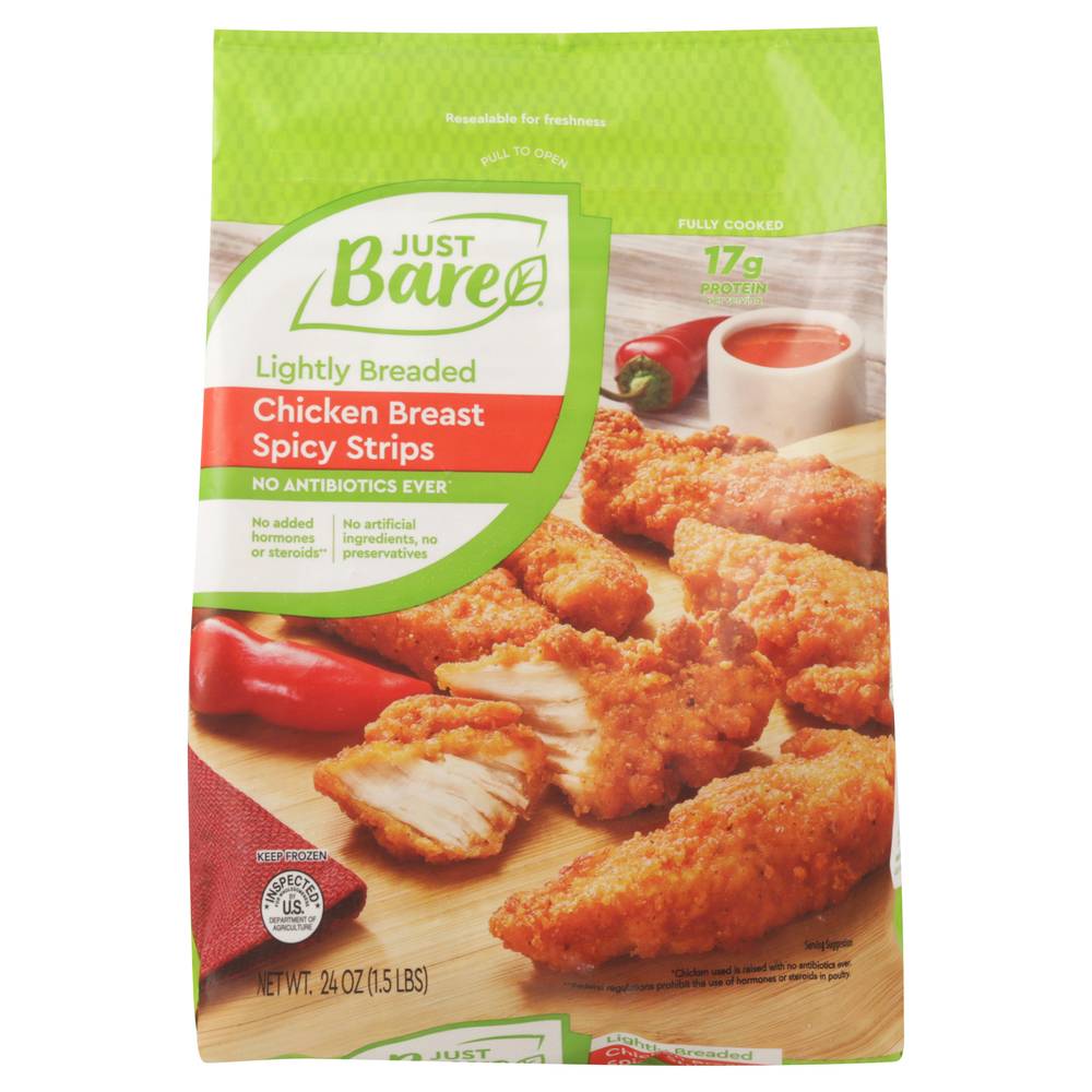 Just Bare Lightly Breaded Chicken Breast Spicy Strips (24 oz)