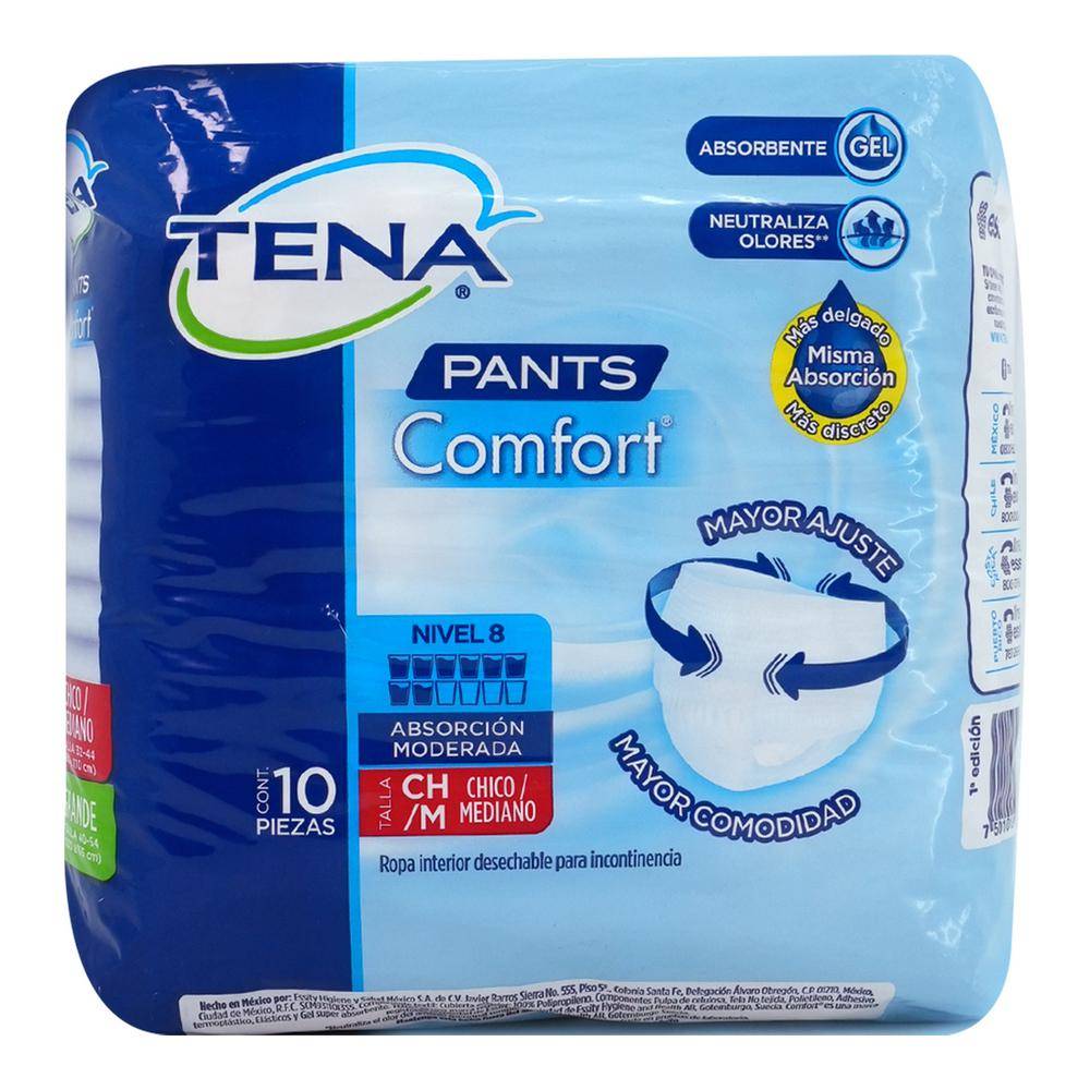 Tena pants comfort para incontinencia ch/m (paquete 10 piezas)