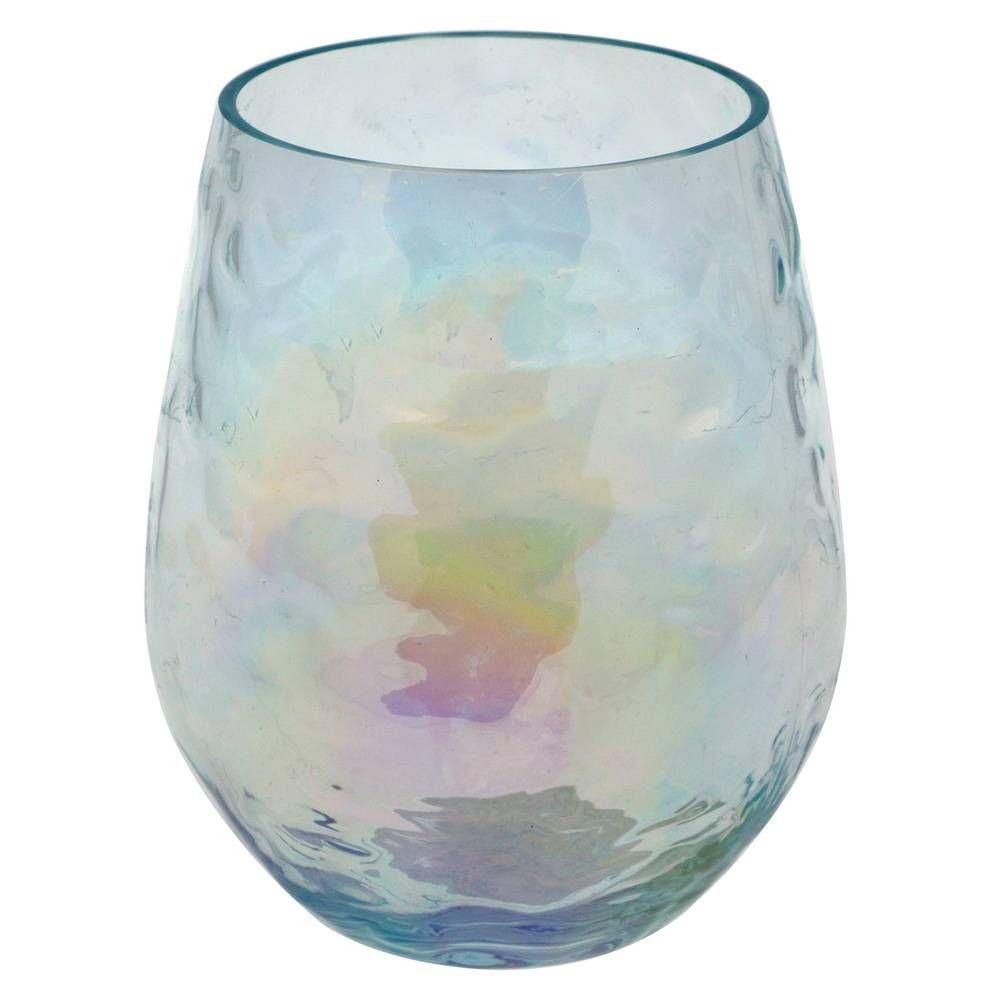 Iridescent Hammered Plastic Wine Glass