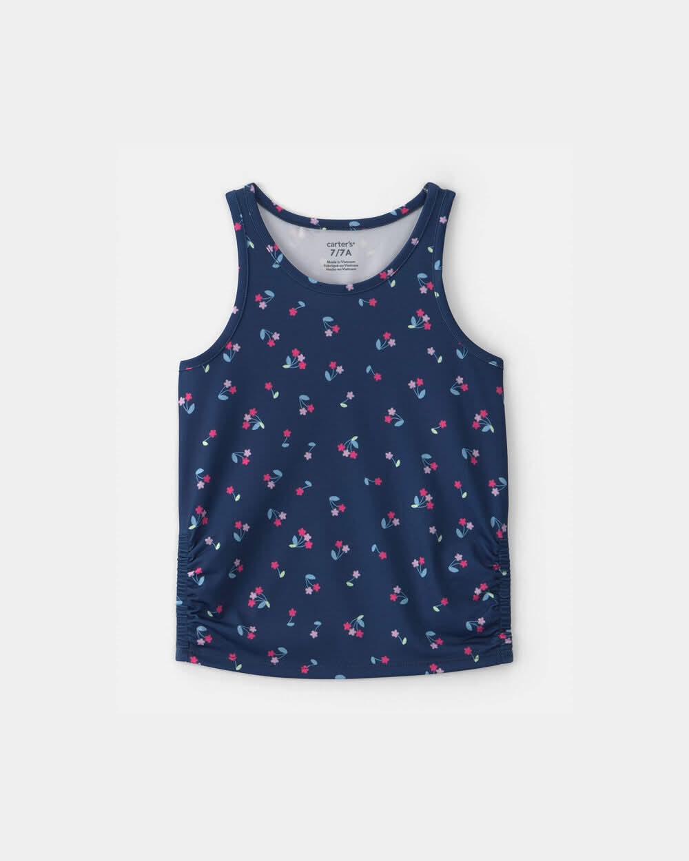 Girls Floral Active Tank Top - Navy - 4