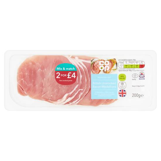Co-Op British Unsmoked Bacon Medallions 200g