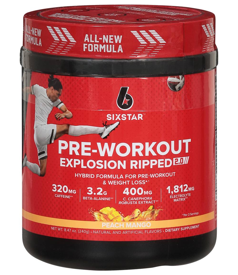 SixStar Pre-Workout Explosion Ripped 2.0, Pine Apple (8.47 oz)