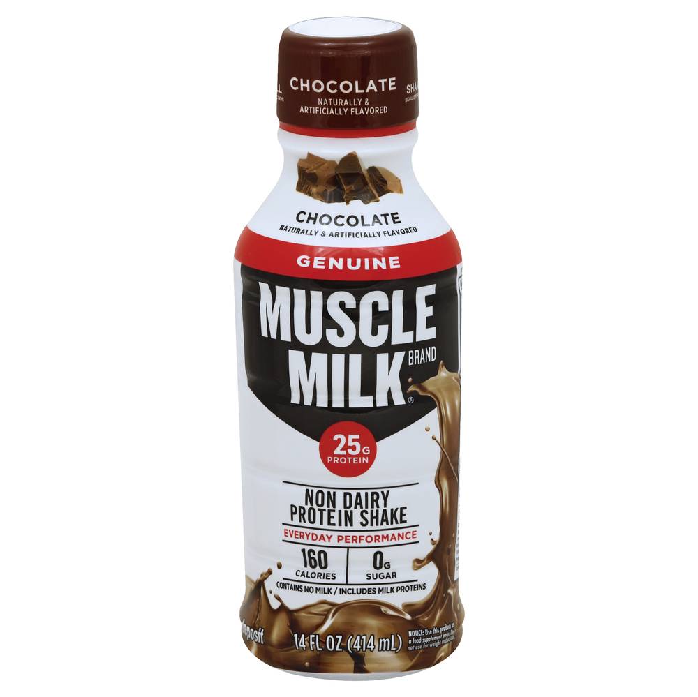 Muscle Milk Zero Sugar Non Dairy Protein Shake, Chocolate (14 fl oz)