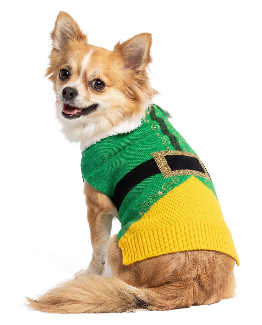 Buddy The Elf Holiday Dog Sweater, Multiple Sizes, XS-XL (Color: Multi Color, Size: X Small)