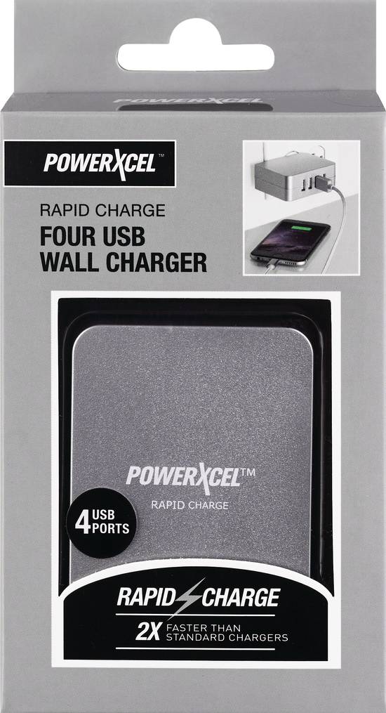 Rapid Charge 4 USB Wall Charger, Silver