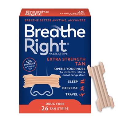 Breathe Right Extra Strength Tan Nasal Strips - 26 Count