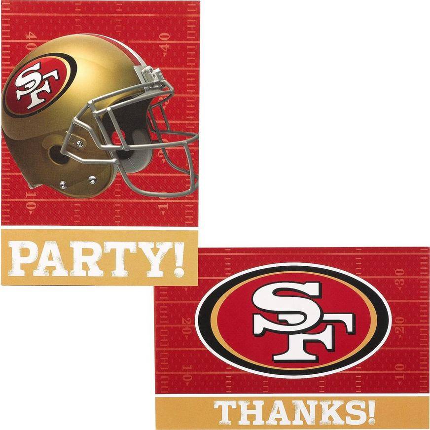 San Francisco 49ers Invitations Thank You Notes For 8