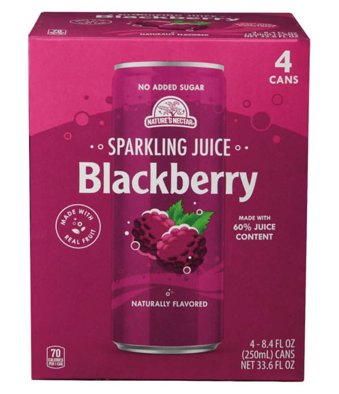 Nature's Nectar Sparkling Juice, Blackberry (4 x 8.4 fl oz)