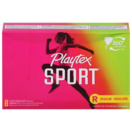 Playtex Sport Regular Plastic Applicator Tampons Regular (8 ct)