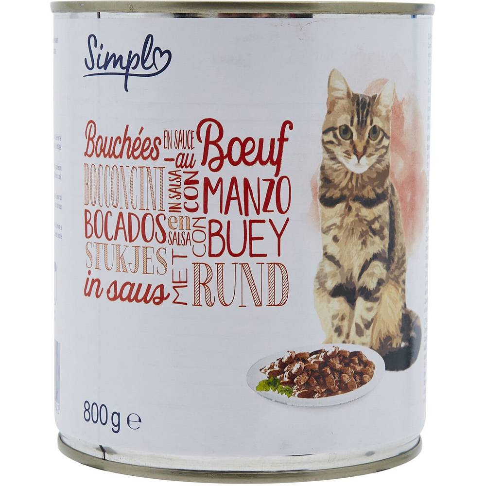 Simpl - Pâtée pour chat bouchées au bœuf (800g)