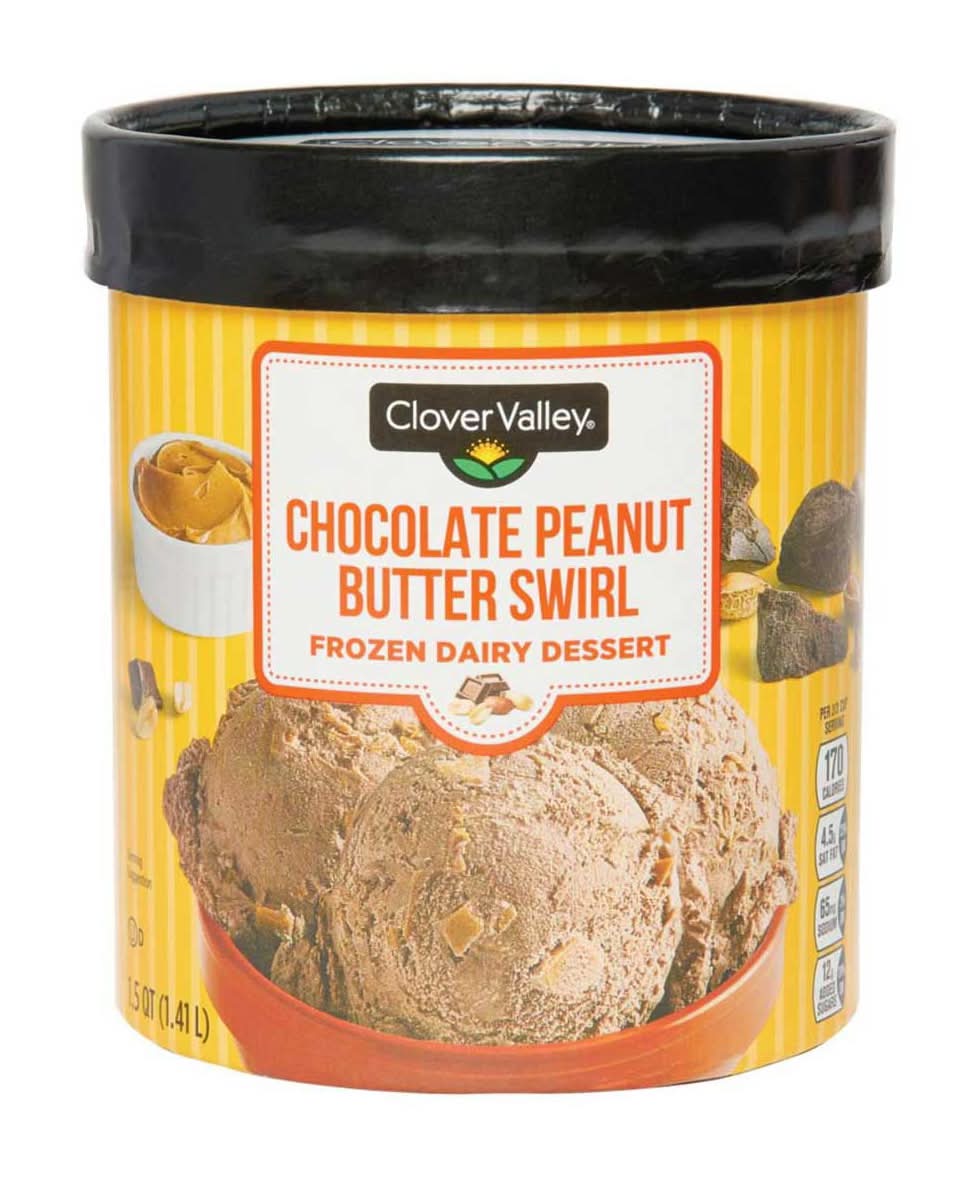 Clover Valley Chocolate Peanut Butter Swirl Frozen Dairy Dessert (48 oz)