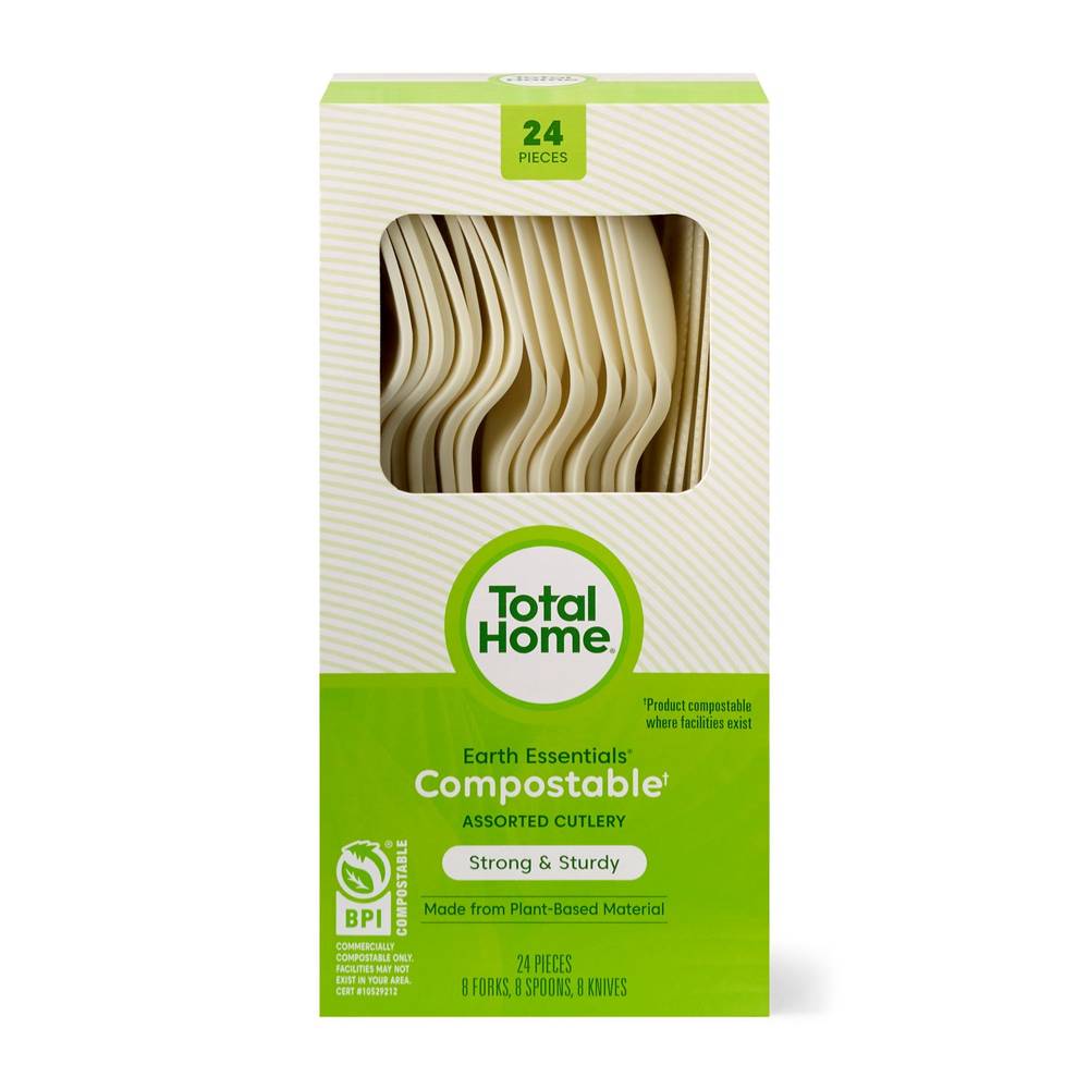 Total Home Earth Essentials Compostable Assorted Cutlery (24 ct)