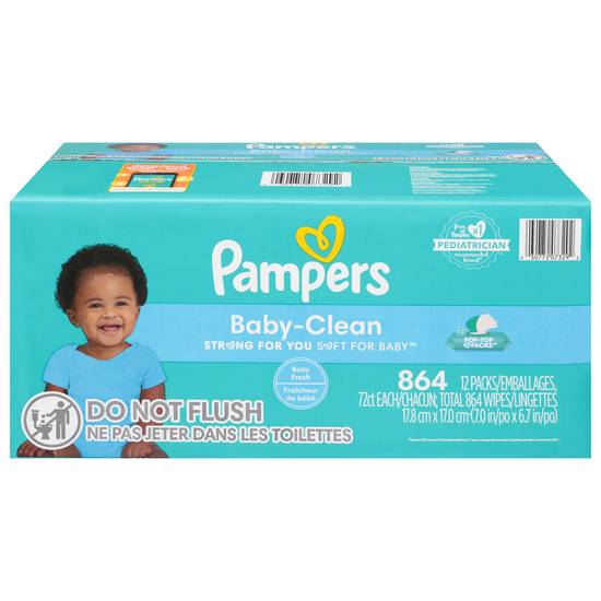Pampers Baby Clean Wipes Baby Fresh Scented 12x Pop-Top Packs, 864 Count