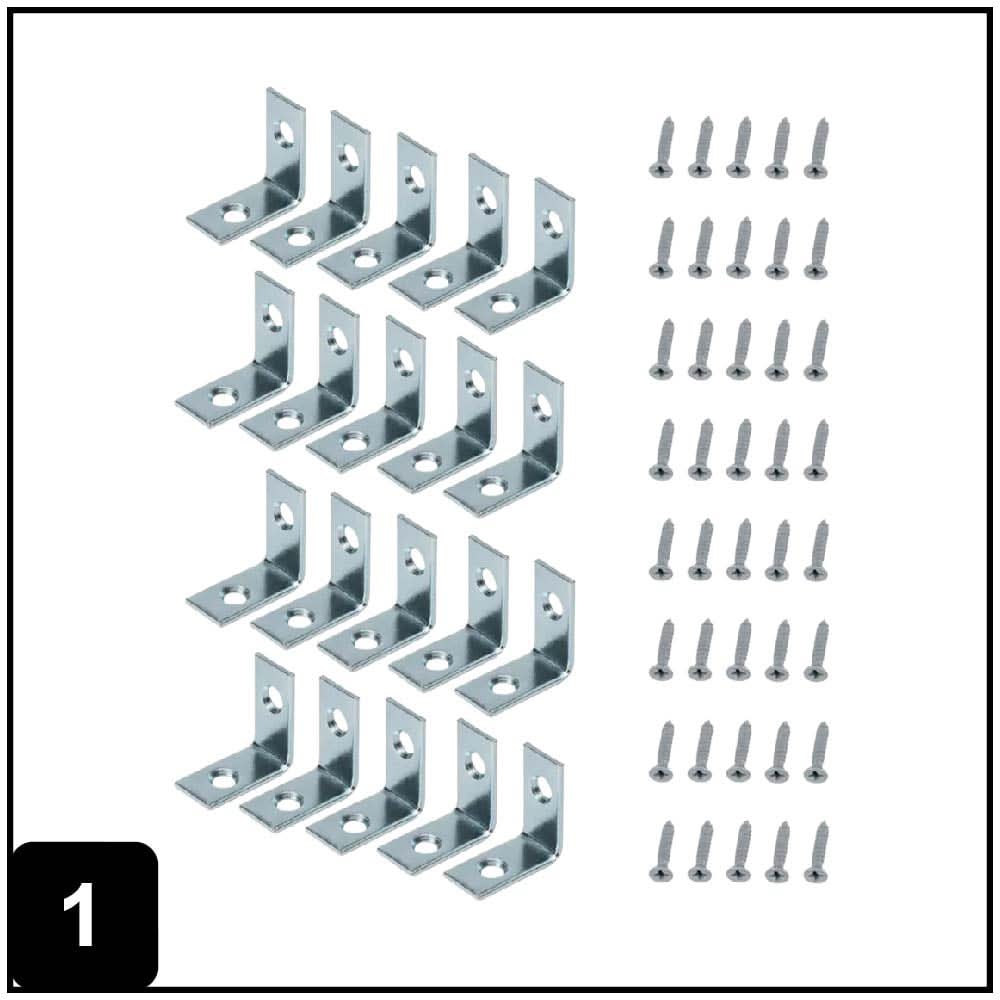 RELIABILT 1-in x 0.5-in x 1-in 1.8 -Gauge Zinc-plated Steel Corner brace 20 -Pack