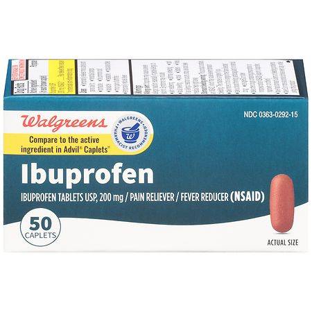 Walgreens Ibuprofen Pain Reliever Fever Reducer Caplets (50 ct)