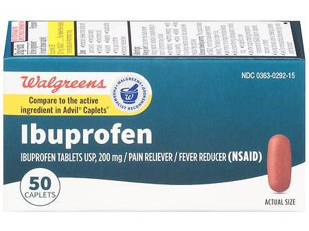 Walgreens Ibuprofen Pain Reliever Fever Reducer 200mg Caplets (50 ct)