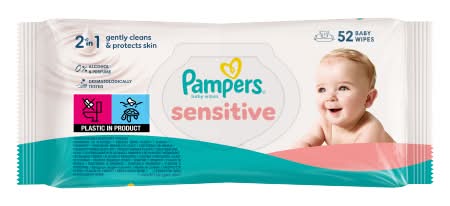 Pampers Sensitive 2 in 1 Gently Clean & Protects Baby Wipes (52 pack)