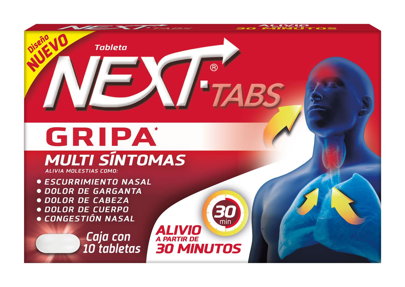 Next · Gripa multi síntomas antigripal tableta (10 un)