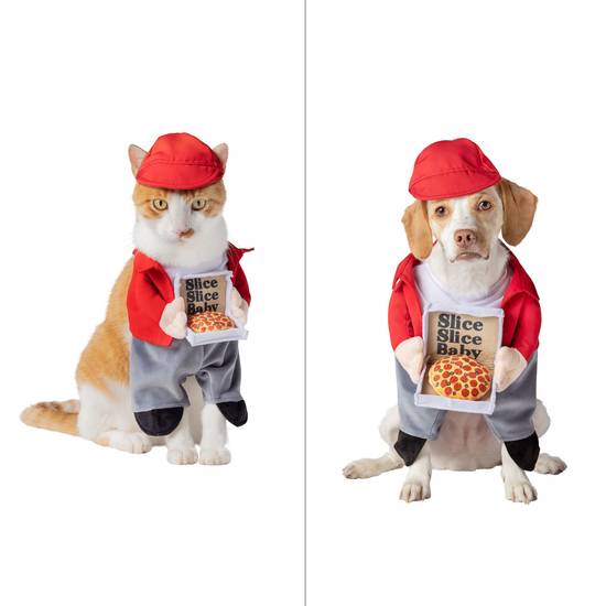 Thrills & Chills™ Halloween Pizza Delivery Dog & Cat Costume (Color: Multi Color, Size: X Small)